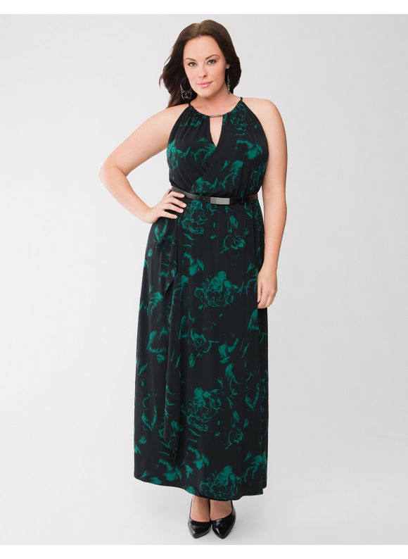 Lane Bryant Plus Size Lane Collection floral maxi dress - - Women's Size 22, Black