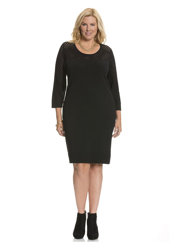 Plus Size Perforated sleeve sweater dress Lane Bryant Women's Size 14 ...