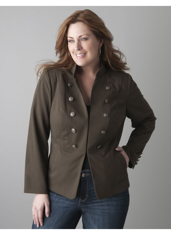 Pasazz.net Favorite - Lane Bryant Ponte knit military jacket - Women's Plus Size/Spanish