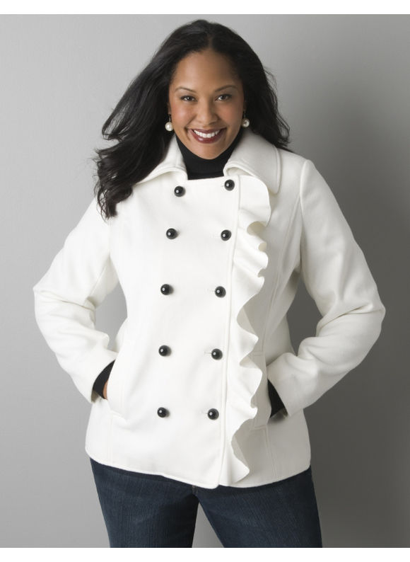Ruffled short coat - Women's Plus Size/Gardenia