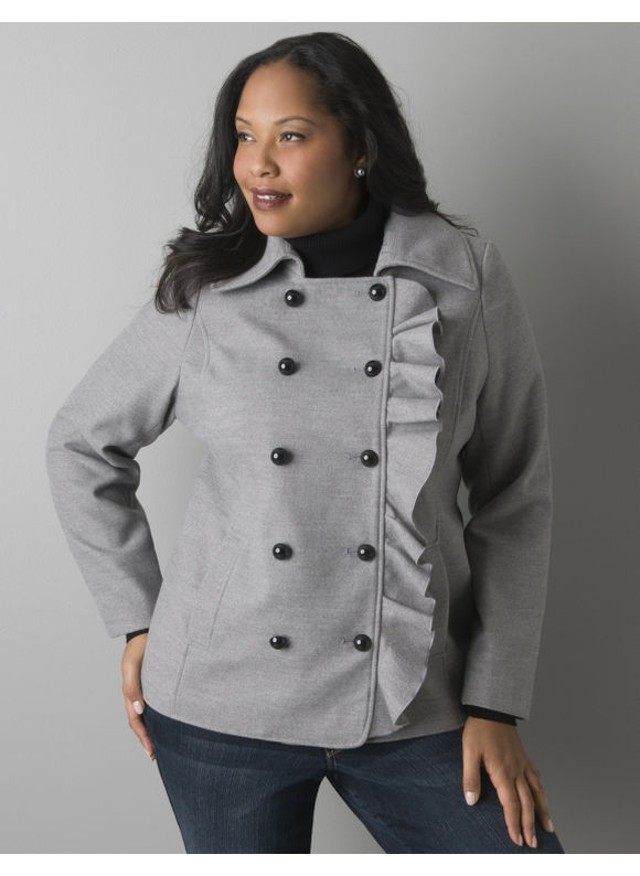 Lane Bryant Ruffled short coat - Women's Plus Size/Frost gray