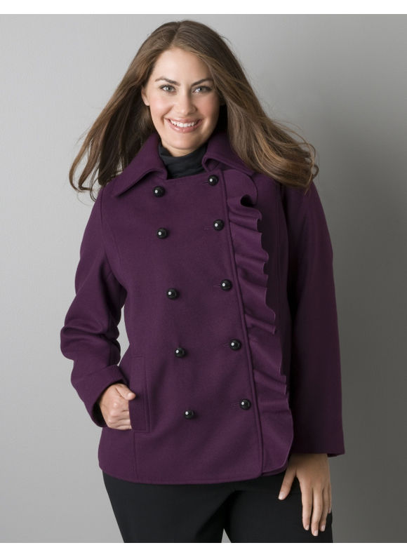 Ruffled short coat - Women's Plus Size/Potent purple