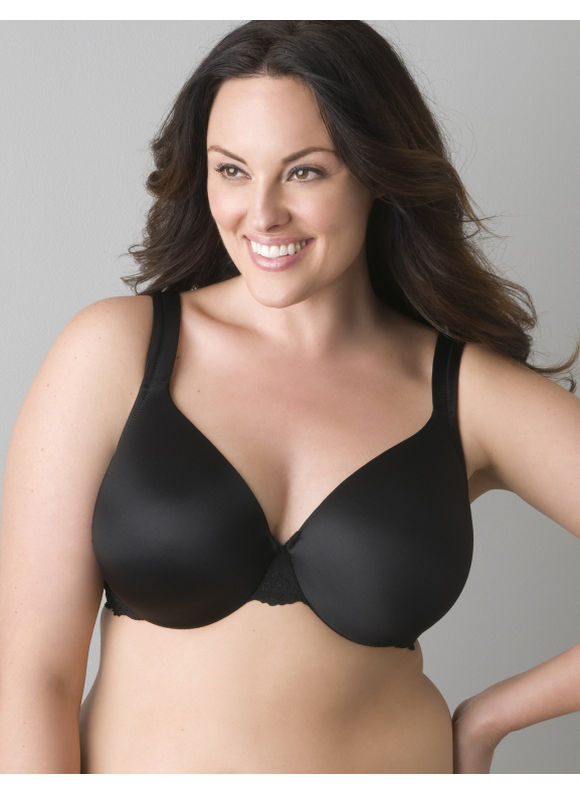 Lane Bryant Plus Size Lace trim full coverage bra Womens Size 46D, Black