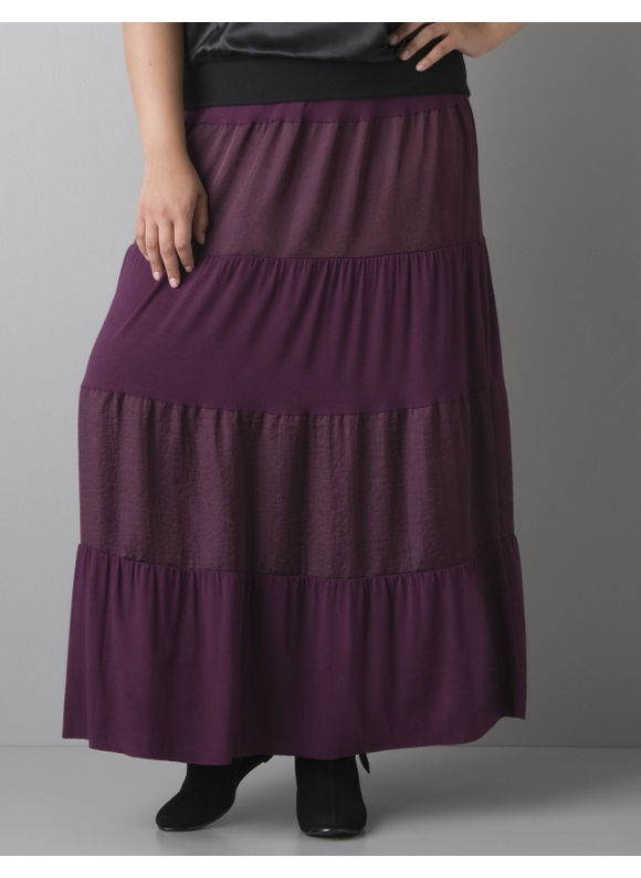 Pasazz.net Favorite - Lane Bryant Mixed fabric maxi skirt - Women's Plus Size/Potent Purple