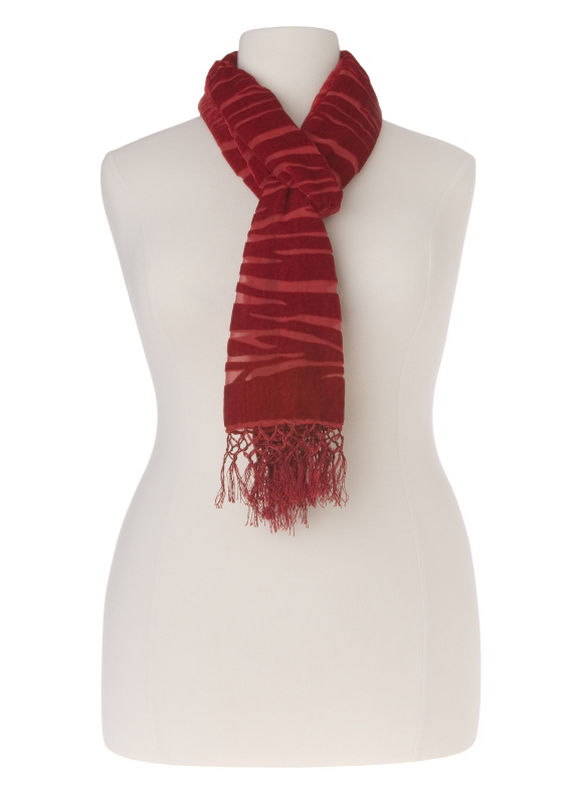 Lane Bryant Burnout zebra velvet scarf - /True red - Size One Size