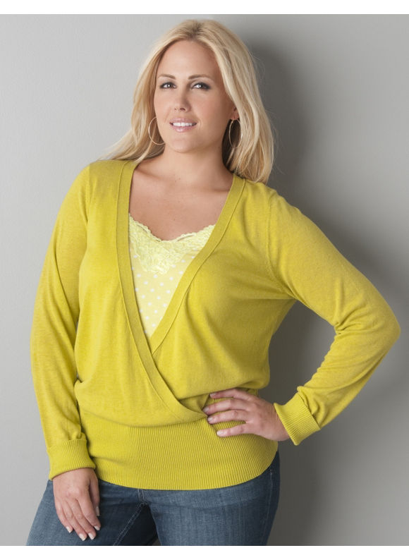 Lane Bryant Surplice pullover sweater - Women's Plus Size/Citronelle -