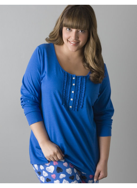 Pasazz.net Favorite - Lane Bryant Long sleeve henley sleep top - Women's Plus Size/Turkish