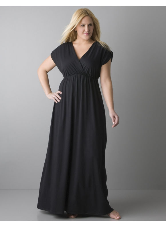 Lane Bryant Surplice maxi dress - Women's Plus Size/Black - Size