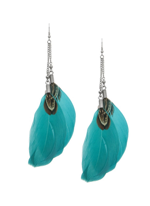Lane Bryant Double feather drop earrings by - /Enamel Blue - Size One