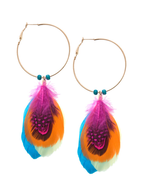 Lane Bryant Feather hoop earrings by - /Multi - Size One Size