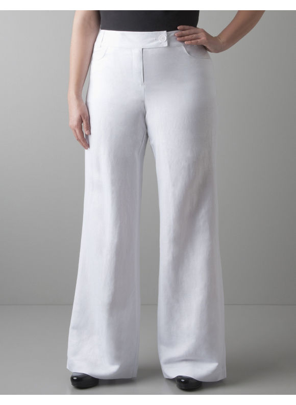 Pasazz.net Favorite - Lane Bryant Wide leg linen pant - Women's Plus Size/White - Size 22