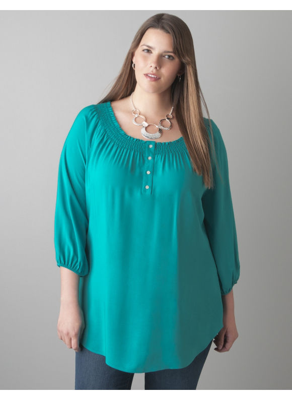 Pasazz.net Favorite - Lane Bryant Peasant blouse tunic - Women's Plus Size/Tile blue,