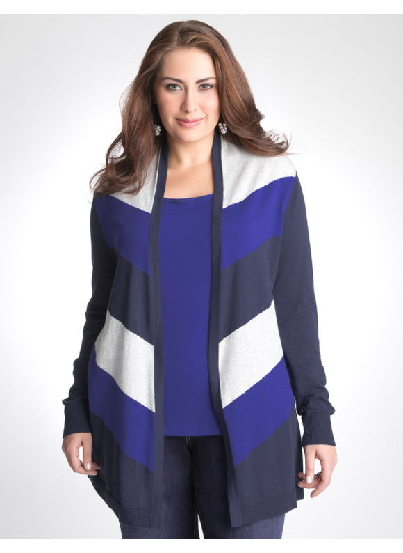 Lane Bryant Multicolored chevron cardigan - Women's Plus Size/Peacoat