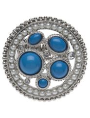 Faux pearl and blue bead ring