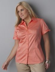Sateen short sleeve buckle shirt
