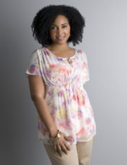 Smocked butterfly print top