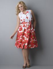 Sleeveless floral shirt dress