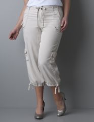 Drawstring cargo capri
