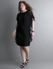 Knit chiffon ruffle dress