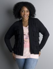 Ruffle front open cardigan