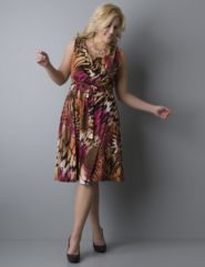 Butterfly print cowl neck dress