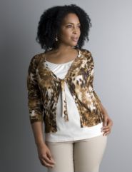Animal print tie cardigan
