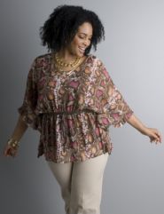 Reptile print kimono sleeve top