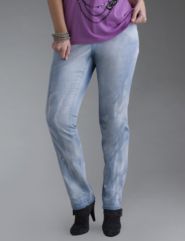 Bleach wash slim leg jean
