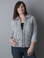 Ruffle front knit jacket