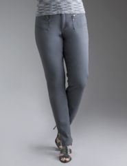 Zipper embellished straight leg pant