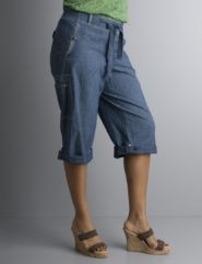 Convertible denim pedal pushers