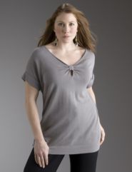 Short sleeve keyhole sweater