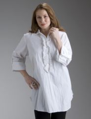 Broomstick tunic with ruffle placket