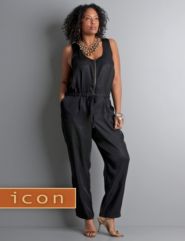 Icon Collection woven zip-front jumpsuit