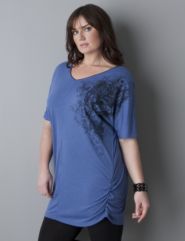 Embellished tunic with shoulder pads
