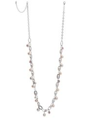Long faux pearl and ring necklace