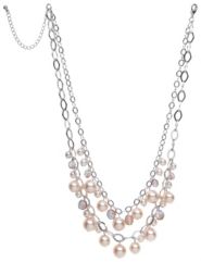 Double strand pink faux pearl and bead necklace