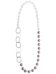 Faux pearl bead and ring necklace