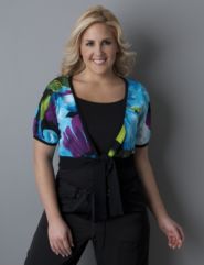Floral tie-front shrug