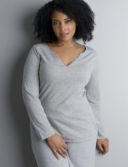 Long sleeve slit neck tee