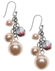 Linear pink faux pearl earrings