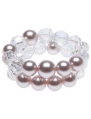 Pink faux pearl and bead stretch bracelet