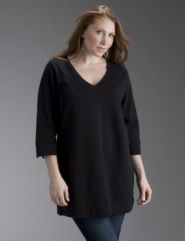 Triple stitch v-neck tunic