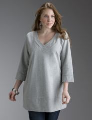 Triple stitch v-neck tunic