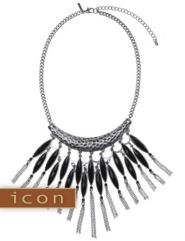 Black and silvertone bib necklace