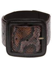 Brown and python print stretch belt