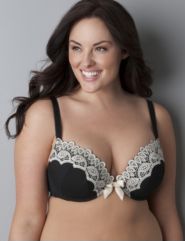 Lace trim plunge bra