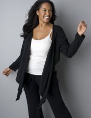 Solid open front cardigan