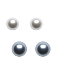 Grey and faux pearl stud duo earring