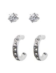 Cubic Zirconium stud and hoop duo earring